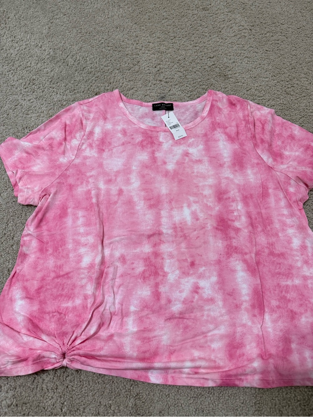 Lane Bryant Pink Tie-Dye Knot Front Tee